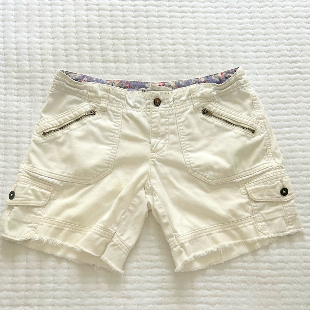 free people white utility cargo shorts size 0